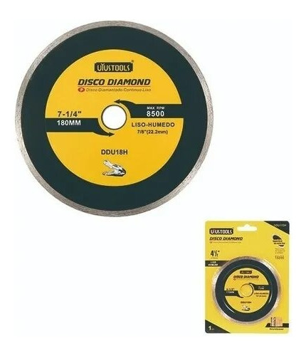 Disco Diamante Liso 7 1/4 Pulgadas Continuo Color Negro - Ddu18h