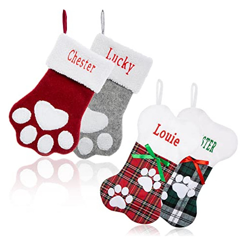 Calcetín Navideño Personalizado Para Perros Y Gatos Con Bord