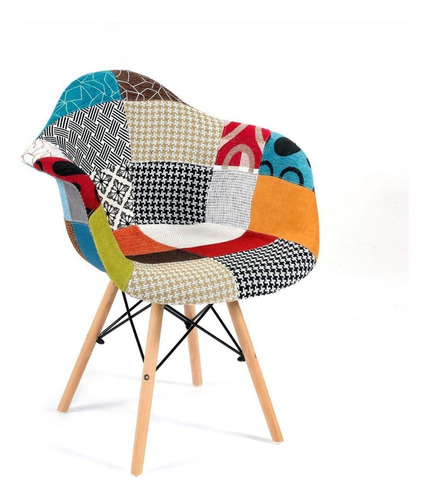 Sillon Silla Patchwork Daw Eames Base Madera - Alto Impacto