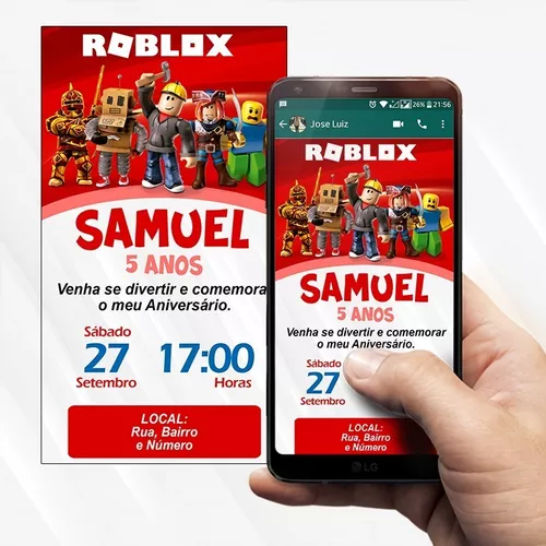 Convite Digital Roblox ou Escolha o Tema