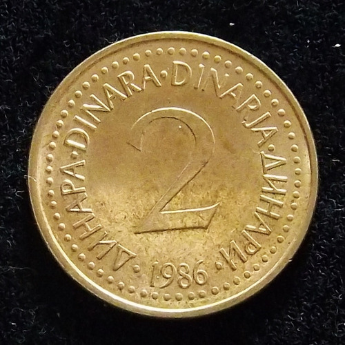 Yugoslavia 2 Dinares 1986 Sin Circular Km 87