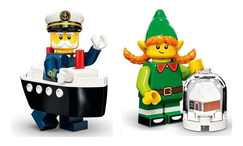 Lego Minifiguras 71034 Serie 23 Capitán Y Elfa Navideña