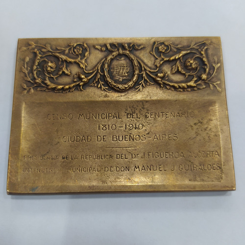Antigua Medalla Censo De La Ciudad De Buenos Aires 1910