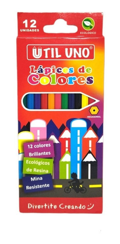 Imagen 1 de 3 de Lapices De Colores Util Uno X12 Divertite Creado
