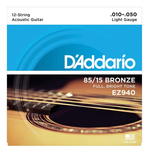 Encordado Folk/daddario Ez940 85/15 Bronze 12str