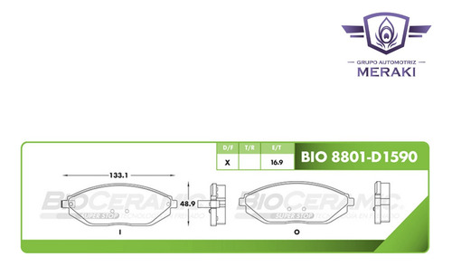 Balatas Delanteras Bioceramic Chevrolet Spark 2011 2012 2013
