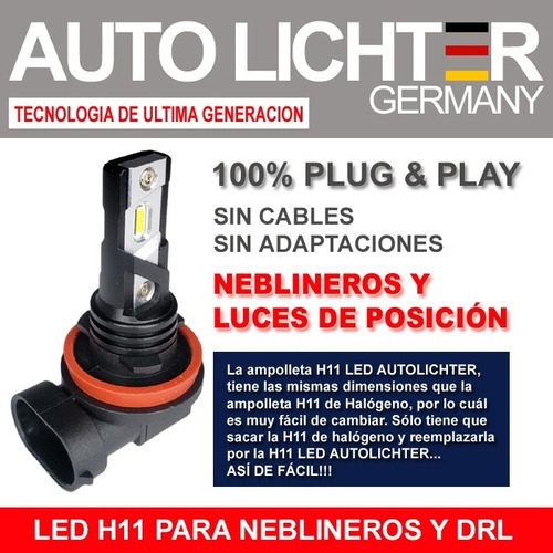 Ampolleta Led H11 Neblinero Amarilla Autolichter Alemana Par
