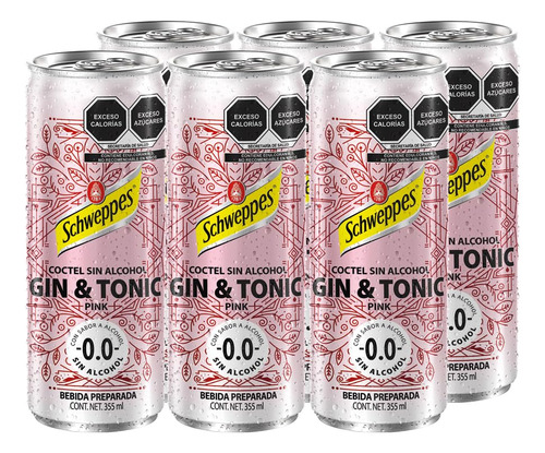 Schweppes Mocktails, Gin & Tonic 355ml, Lata (6 Pack)