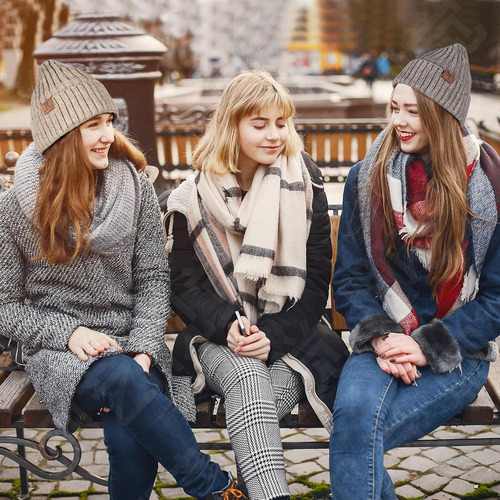 Conjunto De Gorro De Invierno Para Mujer, Bufanda, Guantes P