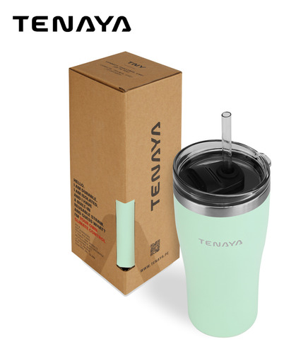 Vaso Tenaya Acero Inoxidable 600ml Tapa A Prueba Derrames, C