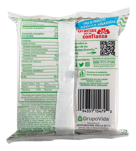 Galleta Granvita 0%sin azucar fresa 120g
