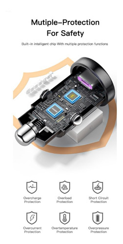 Cargador Carro Essager 30 W Carga Rapida Para iPhone 20w / Samsung 25w / Huawei 22.5w Otras Marcar Carga Rapida De 18 W Protocolos De Carga Rapida Pd 3.0 / Qc 3.0 / Fcp Scp / Afc Pps