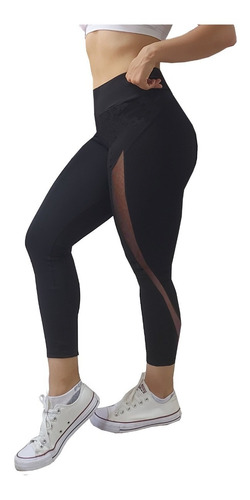 Leggins Deportivos Dama Licra Una Transparencia Lateral Gym.