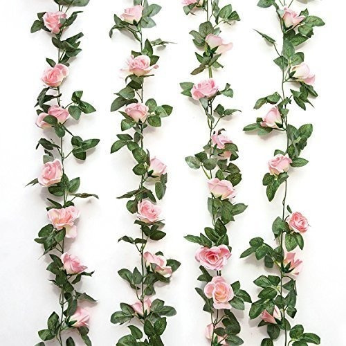 Jinway 2 Unids16ft Falso Rose Vine Garland Flores Artificial