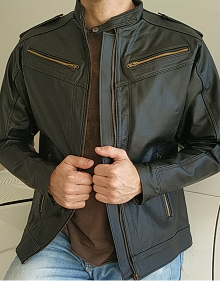 jaqueta de couro envelhecido masculina