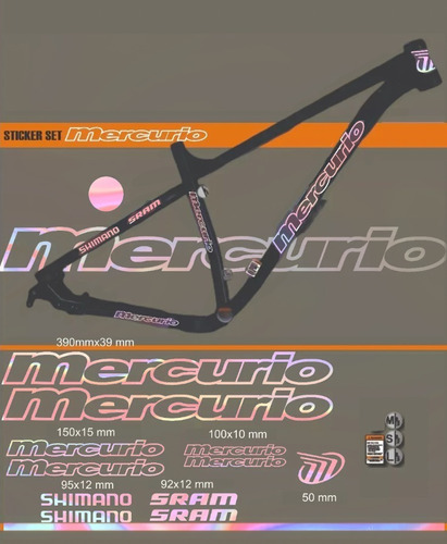Calcomania Bicicleta Mercurio 1 Tornasol Sticker Pegatina
