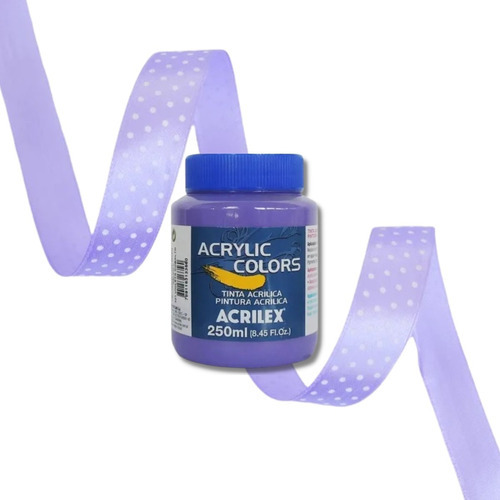 Kit Tinta Acrilica Acrilex 250ml + Fita Decorativa Cor Violeta - 321