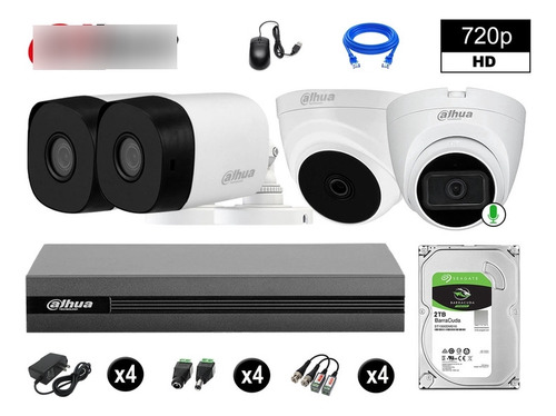 Cámaras Seguridad Kit 4 Dahua Hd 720p 2tb 1 Cámara Con Audio