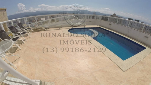 Imagem 24 de 30 de Praia Grande - Ocian - Linda Cobertura Duplex- 3 Dormitórios - 2 Salas - Salão De Festas - Vista Para O Mar - Rs60