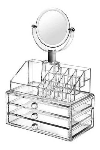 Cosmetiquero Organizador De Maquillaje Acrílico + Espejo