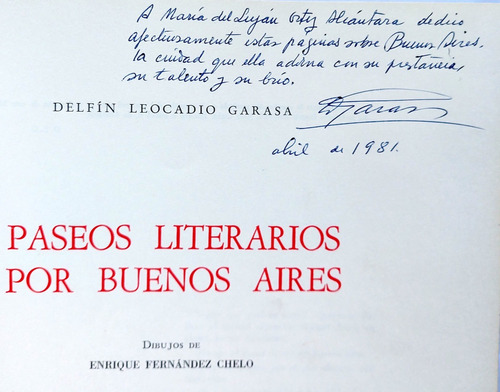 Firmado Leocadio Garasa Paseos Literarios De Buenos Aires
