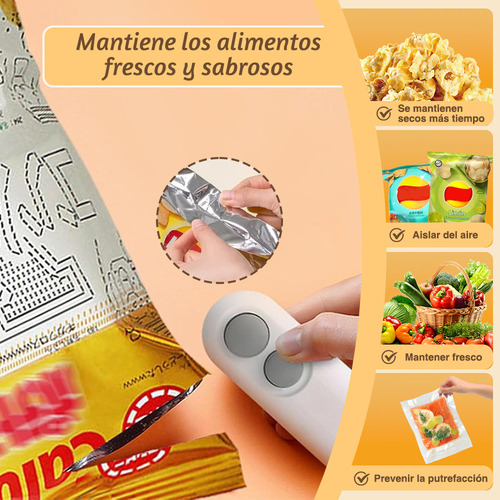 Maquina Para Sellar Sellador De Bolsas Para Snacks/alimentos Recargable Bolsa de Almacenamiento Color Blanco