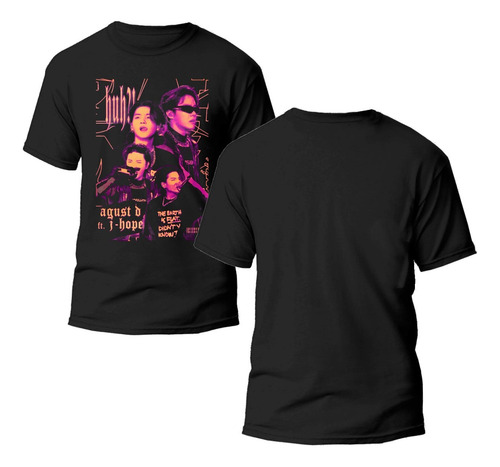 Playera Negra Estampado Bts 100% Algodón 03