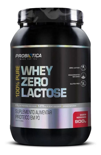 100% Pure Whey Zero Lactose - Morango 900g - Probiótica