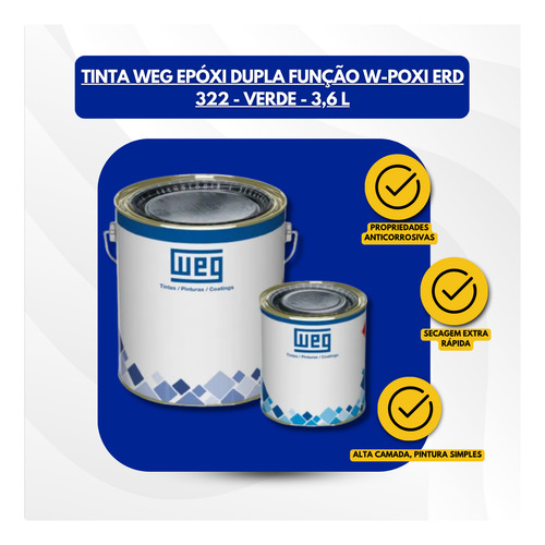 Tinta Weg Epóxi Dupla Função W-poxi Erd 322 - Verde - 3,6 L