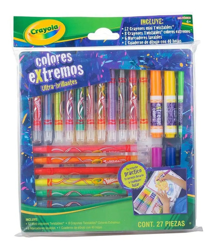 Set Extremo Twistables Crayola 40 Hojas Colores Neón