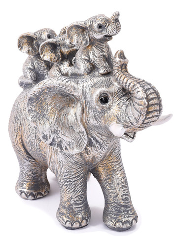 Friygardcn Linda Estatua De Elefante Plateado De Buena Suert