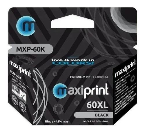 Cartucho De Tinta Maxiprint Hp 60 Xl Negro Cc641wn