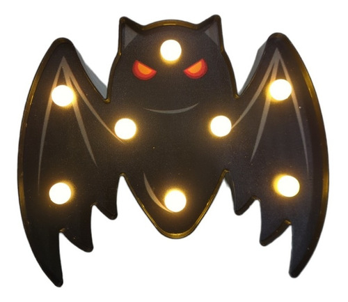 Imagen 1 de 4 de Lampara Luz Decoracion Halloween Murcielago Pilas