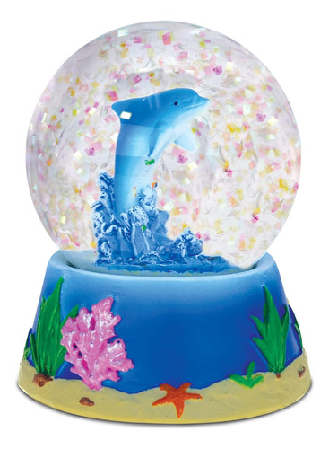 Delfín Snow Globe Sparkly Globo De Agua Figurita Purpu...
