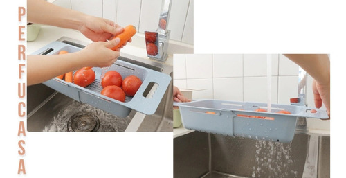 Imagen 3 de 8 de Escurridor Extensible Bacha Cocina Vegetales Plastico