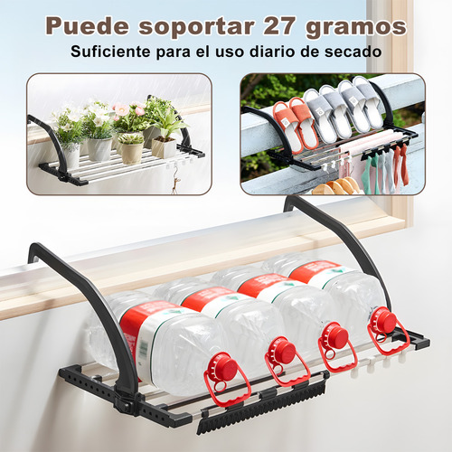 Hoone Tendedero Retractil Portati de Acero Inoxidable con Calcetine Pinzas gris