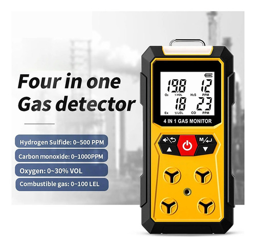 Detector De Fugas 4 En 1 H2s, Ex, O2, Co For Seguridad Hogar