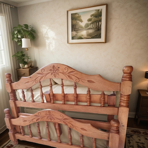 Cama 2 Plazas Flor Algarrobo Premium