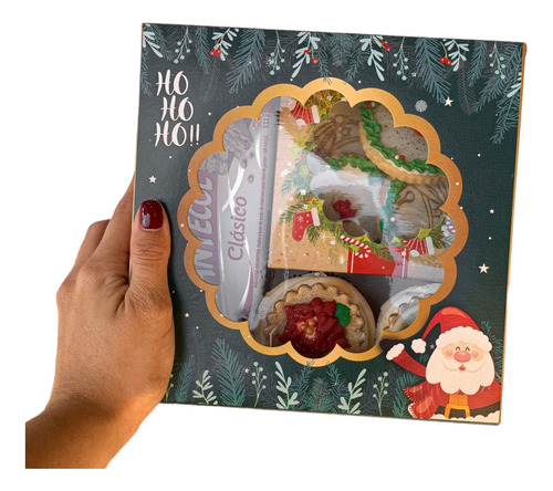 Caja Felices Fiestas-navidad-con Visor X 10-regalos-19x19x8