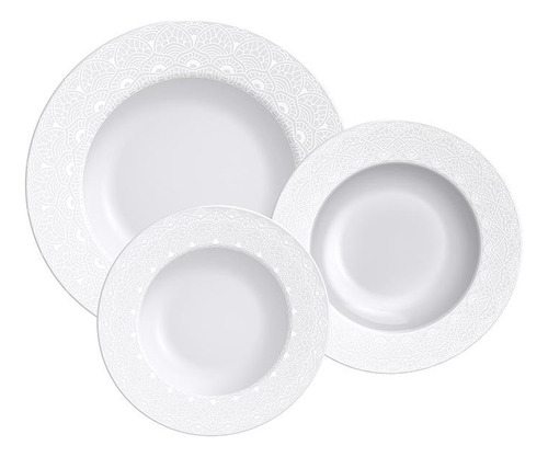 Juego de platos de porcelana decorada Alicia Tramontina de 18 piezas