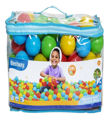 100 Pelotas Pelotero Aptas Agua Pileta Bestway 6.5cm + Bolso