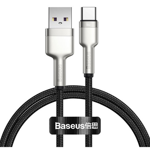 Cable Carga Rápida Metal Baseus Usb A Tipo C 1m 66w  Negro