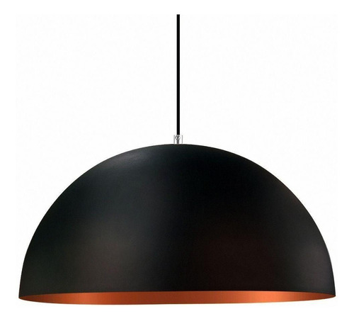 Lustre Pendente Meia Lua 40cm Alumínio Preto Com Cobre