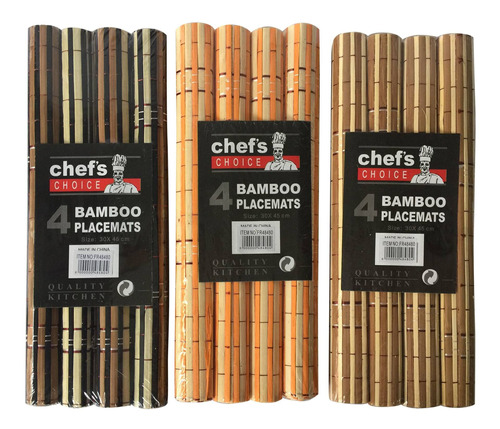 Individuales De Bambú, Pack X4, Varios Colores