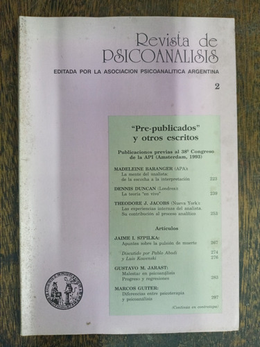 Revista De Psicoanalisis Nº 2 * Marzo 1992 * Apa *