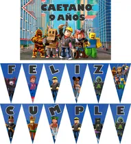 Comprar Roblox Cartel Y Banderin Decoracion Cumpleaños Videojuego