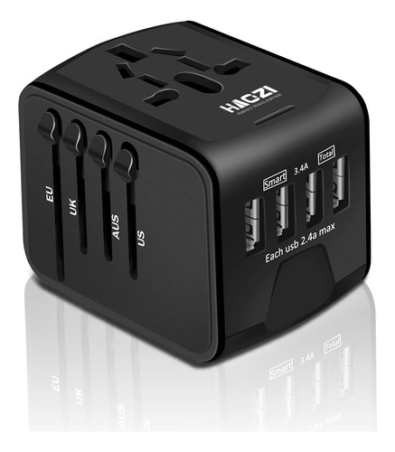 Enchufe Adaptador De Viaje Universal Todo En Uno Negro