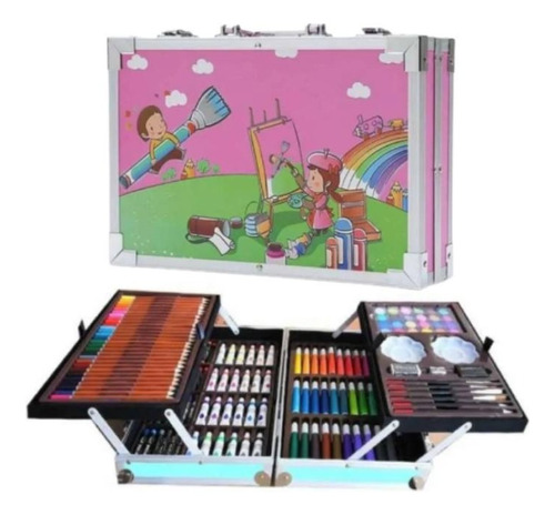 Set De Arte En Caja Metalica Kit De Dibujo 145 Piezas