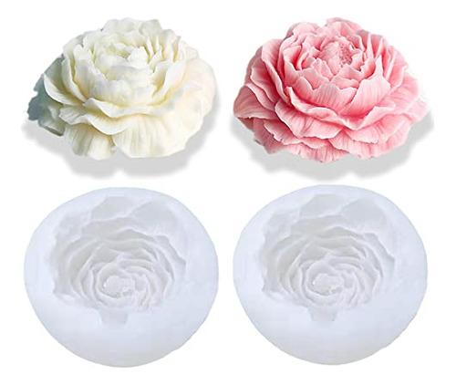 2pcs Peony Flower Candle Molds, 3d Flower Handmade Soap...