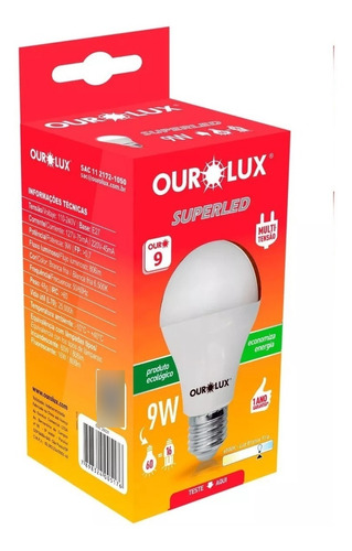 Kit 10 Lampada Led 9w Superled Ourolux E27 Bivolt 6500k